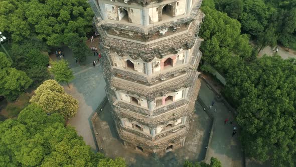 Aerial View of Leaning Yunyan Pagoda of Tiger Hill