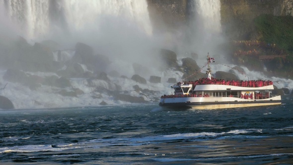 Niagara Falls Canada Boat at the bottom of Horseshoe waterfall.