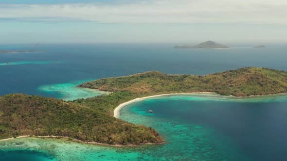 Tropical Island with Sandy Beach, Philippines, Palawan