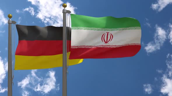 Germany Flag Vs Iran On Flagpole