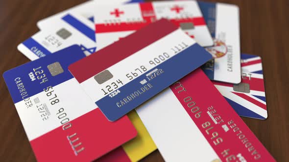 Emphasized Bank Card with Flag of the Netherlands alt