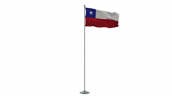 Chile 3D Illustration Of The Waving flag On Long  Pole With Alpha