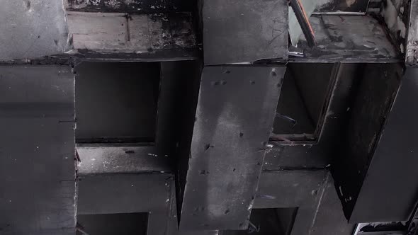 Vertical Video of a Bombedout House in Borodyanka Ukraine