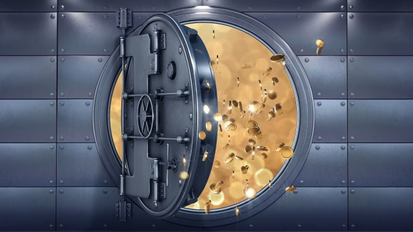 Bank Vault Safe Door Opening and zoom in with alpha