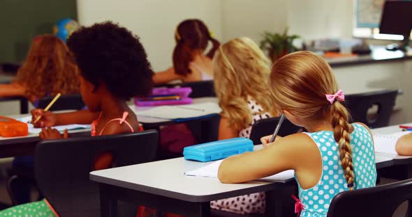 Schoolgirl doing her homework