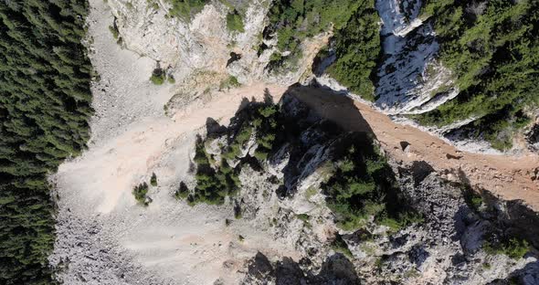 Aerial View Of Sandstone And Limestone Rock Formation On A Mountain