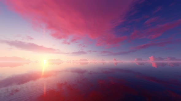 Moving Cloud at Sunset Reflection Surface