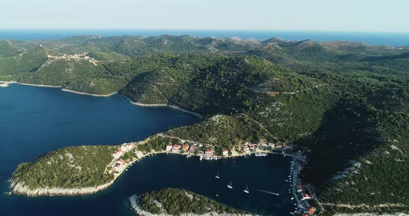 Aerial view of coastline in Zaklopatica Croatia.