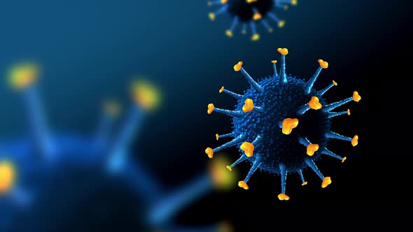Coronavirus Cell Virtual Model on Black Background