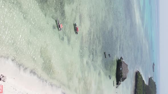 Zanzibar Tanzania  Vertical Video House on Stilts in the Ocean on the Coast Slow Motion