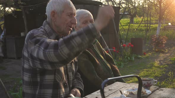 Senior Couple Sitting At The Garden 2