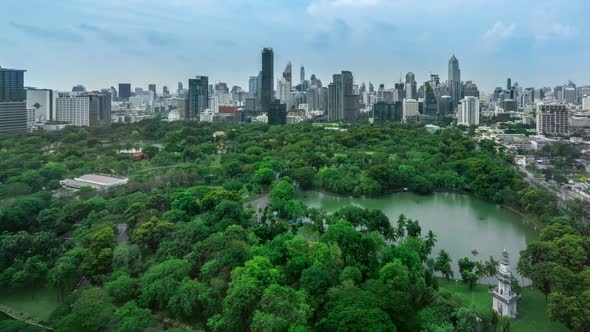 Time Lapse Public Park and Highrise Buildings Cityscape in Metropolis City