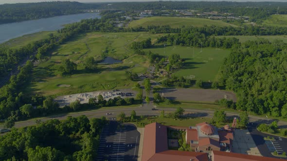 Golf Course Near Hempstead Harbor Port Washington Long Island Aerial Tilt Up