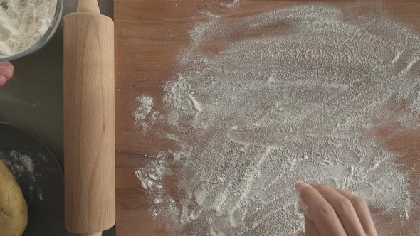 Top View Closeup Preparing Christmas Dough