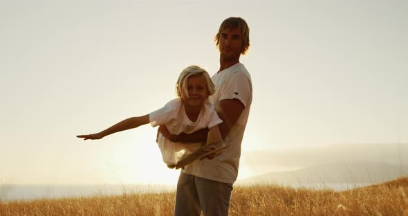 Floating above the golden fields