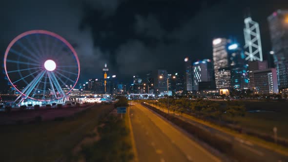 Car on Road in City Night