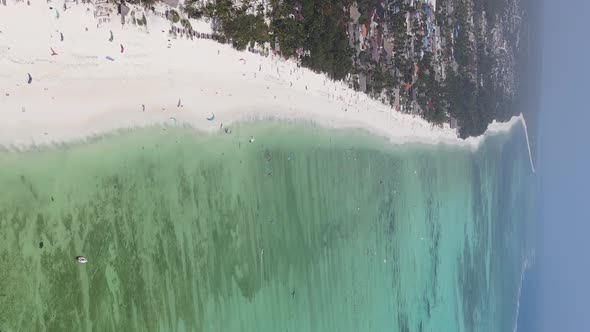 Vertical Video of the Coast of Zanzibar Island Tanzania Slow Motion