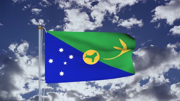 Christmas Island Flag Waving 4k