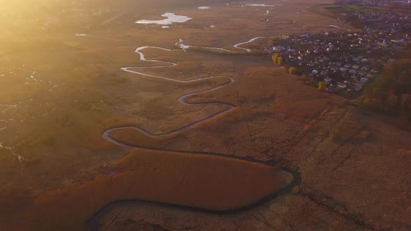 Aerial shot - The River Seret in west part of Ukraine