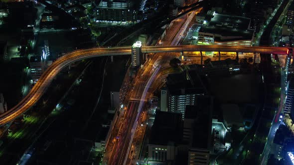 Osaka Night Road Multi-level Interchange Timelapse