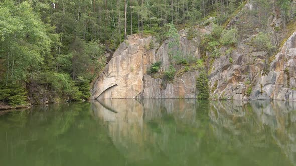 Abandoned quarry in the forest of Bavaria, Germany.