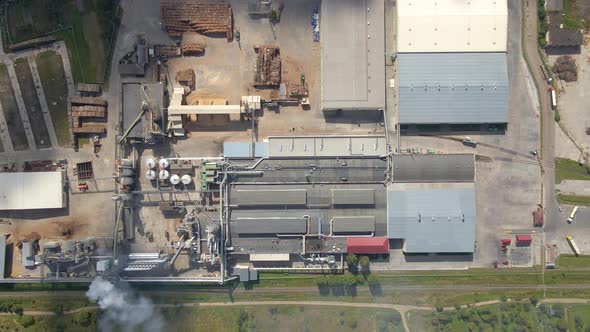 Aerial View of Oil and Gas Refining Petrochemical Factory with High Refinery Plant Manufacture