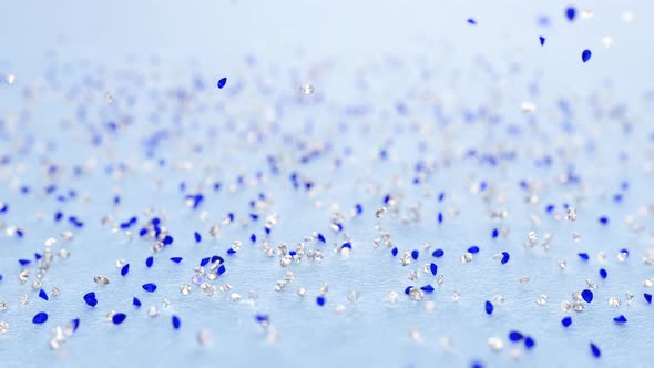 Diamond And Sapphire Rain On Light Blue Background