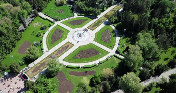 Round Alley in the Park with a Statue of a Camel