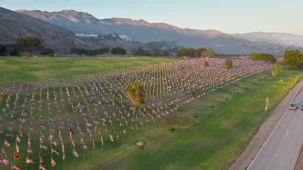 Aerial View of the Flags Representing the Life of the People on Sept