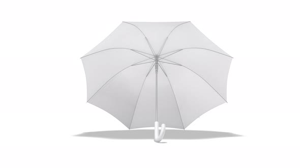 Blank white open umbrella mockup lying, looped rotation