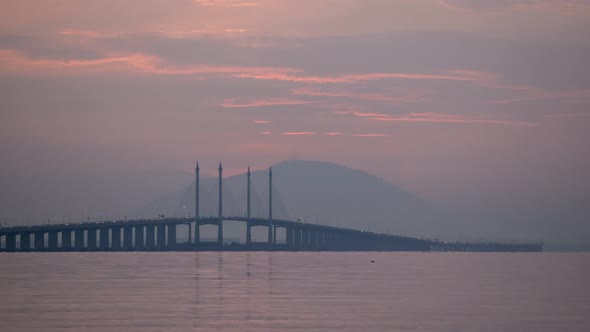 Timelapse view sunrise at Penang Bridge