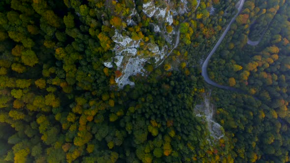 Aerial Footage of a Serpentine Drone in the Middle of the Carpathian Mountains