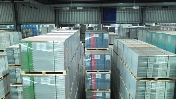 Huge Storage of Laminate Flooring at a Woodworking Factory