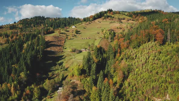 Aerial Green Mountain Village at Autumn