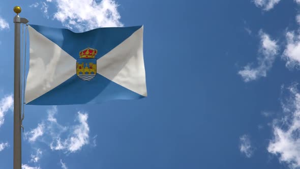 Pontevedra City Flag (Spain) On Flagpole