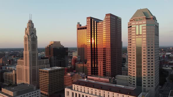 Columbus Ohio skyline at dusk