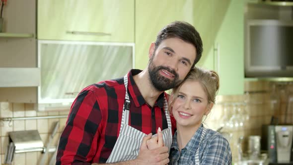 Smiling Caucasian Couple, Kitchen