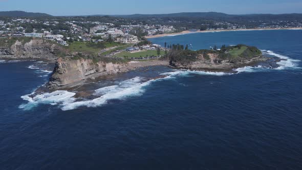 aerial approaching clip of the skillion at terrigal