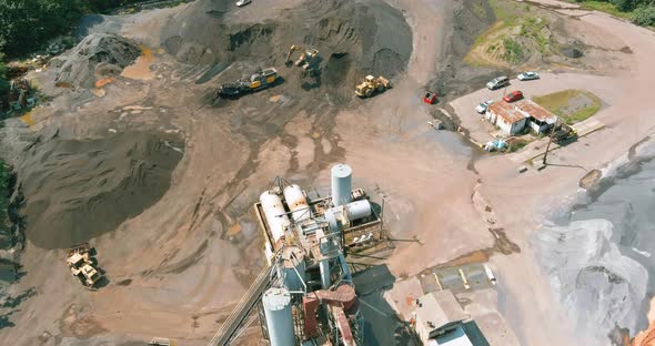 Aerial View of Asphalt Concrete Mixing Mortar Plant