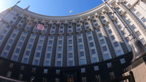 Government Building of Ukraine in Kyiv  Cabinet of Ministers Slow Motion