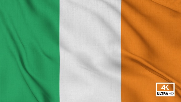 Ireland Flag Waving Slowly Looped