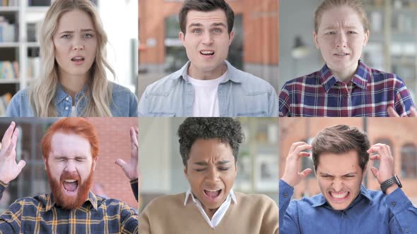 Collage of Young People Shouting in Anger