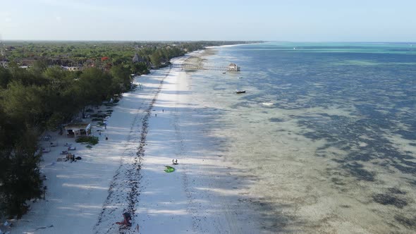 View From a Height of the Indian Ocean Near the Coast of Zanzibar Tanzania