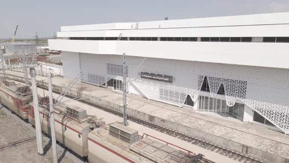 Samtskhe-Javakheti, Georgia - August 22 2021: Aerial view of Akhalkalaki railway station