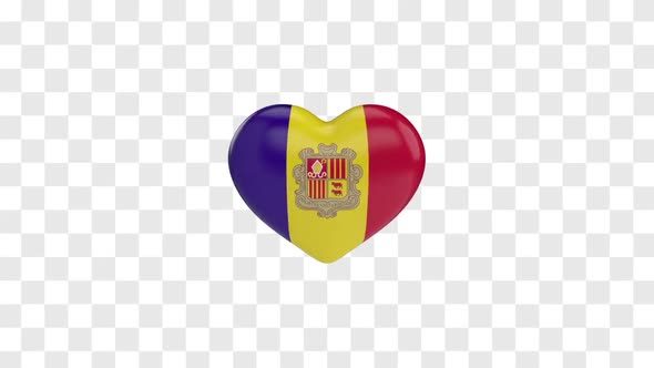 Andorra Flag on a Rotating 3D Heart