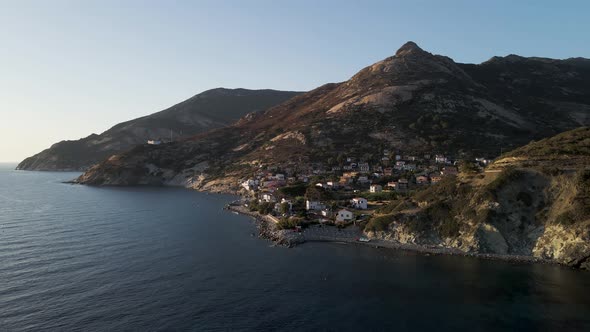 Aerial view of Pomonte, Elba Island, Tuscany, Italy.