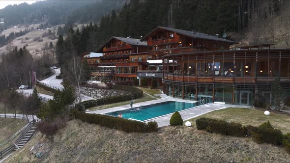 Aerial View of the Luxury Hotel with an Outdoors Infinite Pool