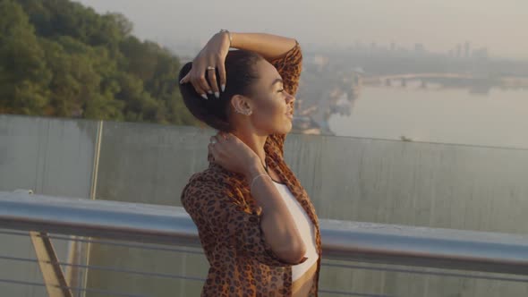 Pretty Black Woman Enjoying Leisure at Daybreak