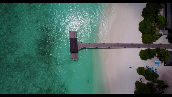 Aerial landscape of exotic bay beach vacation by transparent water with white sand background of a d