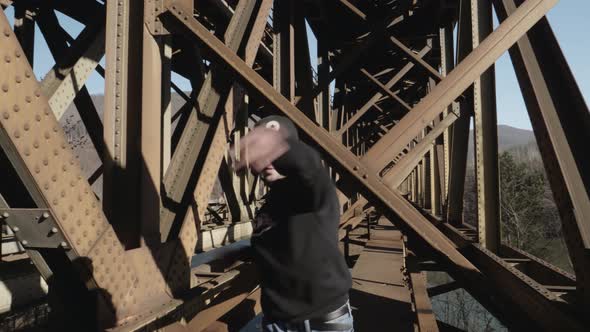 Modern dance on a railway bridge